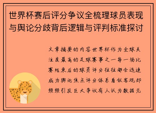 世界杯赛后评分争议全梳理球员表现与舆论分歧背后逻辑与评判标准探讨